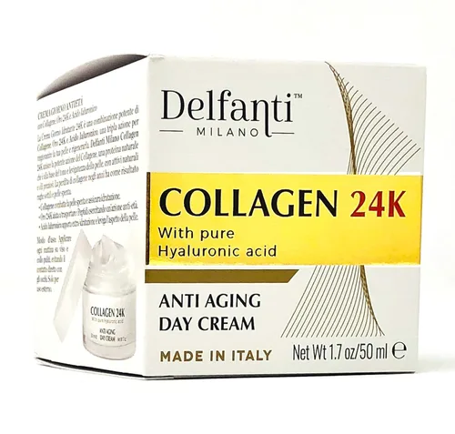 Vista 3 de Delfanti-Milano • COLÁGENO 24K • Crema de día antiedad • Hidratante facial y cuello con ácido hialurónico puro • Hecho en Italia.