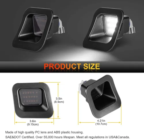 Vista 3 de Luces LED para placa de matrícula con clips de retención de metal para Dodge Ram 1500 2500 3500 2003-2018 lámpara de parachoques trasero 2PCS, 6000K