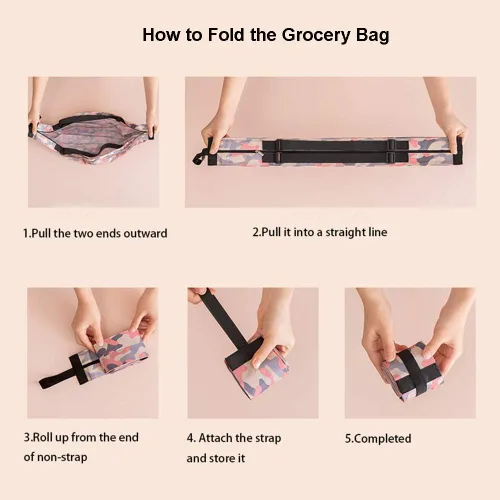 Vista 6 de Bolsas de comestibles reutilizables, bolsas de compras plegables, bolsa de gran capacidad para almacenamiento, impermeable, duradera, ecológica