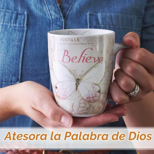 Vista 3 de Tazas con diseño de mariposa y texto: Blessed, Believe y Grace
