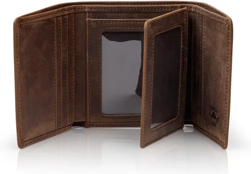 Vista 32 de Stealth Mode Cartera de cuero triple RFID para hombres con soporte de identificación abatible (negro)