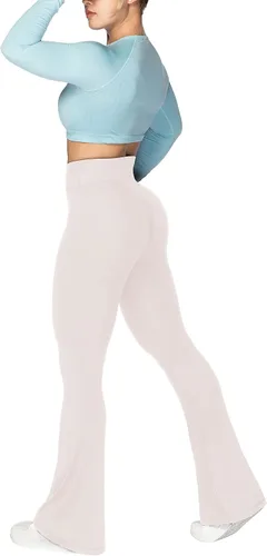 Vista 5 de Sunzel Leggings acampanados, pantalones de yoga cruzados con control de abdomen, cintura alta y pierna ancha