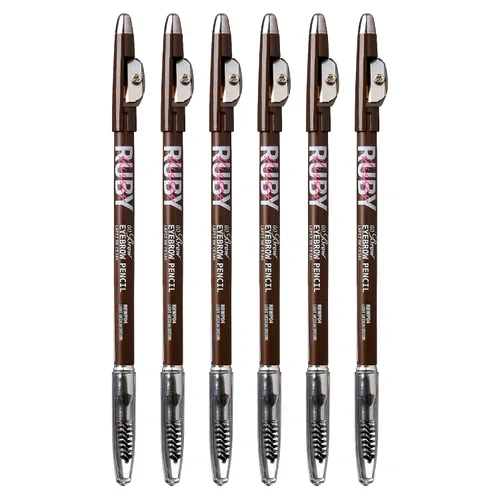 Vista 10 de Ruby Kisses GoBrow - Lápiz de cejas, afilable, de larga duración, lápiz de madera para cejas de aspecto natural, paquete de 3 unidades (negro marrón)