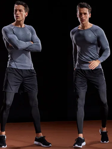 Vista 6 de Neleus - Camisas de compresión de manga larga para hombre, para ejercitarte, correr, 3 u.