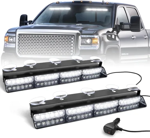 Vista 19 de HLauto Luces estroboscópicas de emergencia 6Z4J: luces de seguridad blancas ámbar de 2 x 16.8 pulgadas, 48 luces LED intermitentes de advertencia
