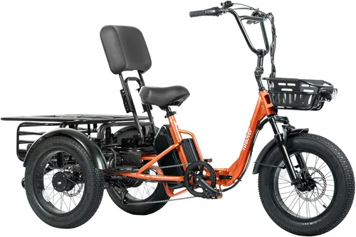Vista 18 de Folding Electric Tricycle for Adults 2 Seater, 20MPH 100 Miles 4" Wide Fat Tire Electric Trike, 3 Wheel Electric Bike 1200W, 48V 20AH Battery