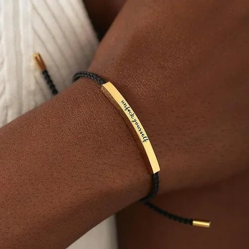 Vista 4 de Pulsera de tubo Unf ck Yourself, pulsera de tubo ajustable trenzada a mano, pulseras inspiradoras para parejas, joyería de regalo de Navidad