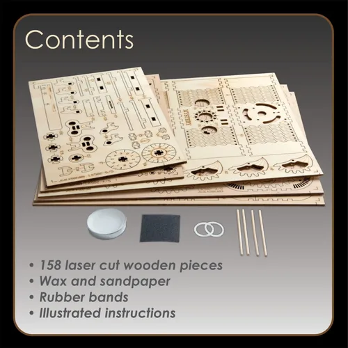 Vista 7 de MindWare Gearjits: Treasure Box - Rompecabezas de construcción 3D de madera de 158 piezas para adolescentes y adultos - Modelo de construcción