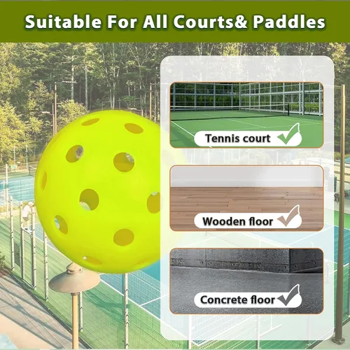 Vista 5 de Outdoor Pickleball Balls Set, USAPA Approved, 40 Hole, High Bounce True Flight, Durable for All Skill Levels