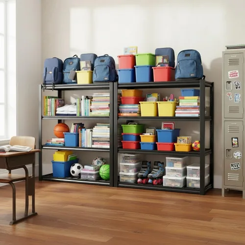 Vista 10 de REIBII 40" W Storage Shelves with Wire Mesh Panels for Garage Organization Negro
