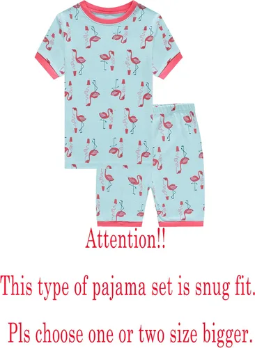 Vista 2 de KikizYe - Conjunto de pijama de manga corta para niñas pequeñas, 100% algodón