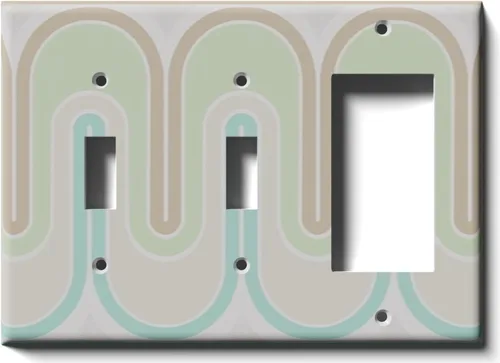 Vista 11 de Placa decorativa de salida - Verde Retro Waves - Receptáculo doble dúplex
