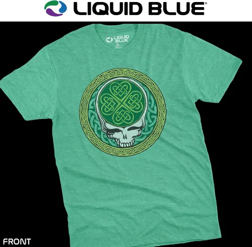Vista 2 de Liquid Blue Camiseta unisex para adultos Grateful Dead Celtic Shamrock SYF de polialgodón