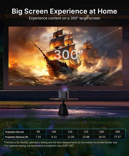 Vista 9 de NexiGo TriVision Ultra, proyector portátil 4K Tri-LED láser, 2600 lúmenes, contraste dinámico 100,000:1, sin moteado láser, sin fatiga ocular, Dolby