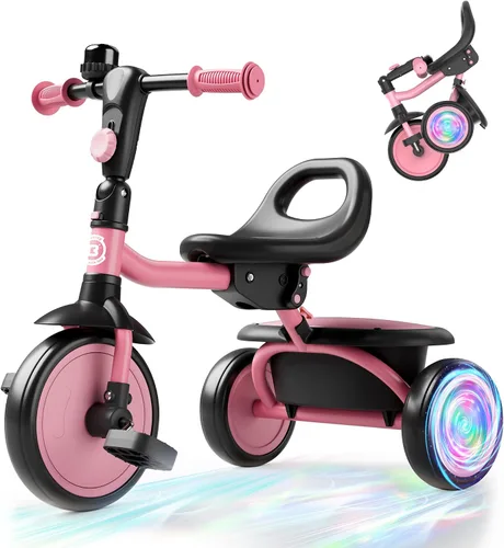 Vista 21 de besrey Triciclo para niños pequeños con campana, triciclo para niños de 18 meses a 5 años, triciclo para niños, bicicleta para niños de 1.5 a 5