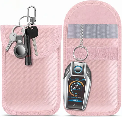 Vista 9 de lanpard Bolsa Faraday para Llaves de Coche, Bolsa Faraday, Soporte de Bloqueo de Señal RFID para Coche, Protector de Llavero, Jaula de Llavero Negro