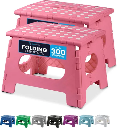 Vista 14 de Handy Laundry Taburete plegable de paso - Taburete plegable lo suficientemente resistente para apoyar a adultos y lo suficientemente seguro