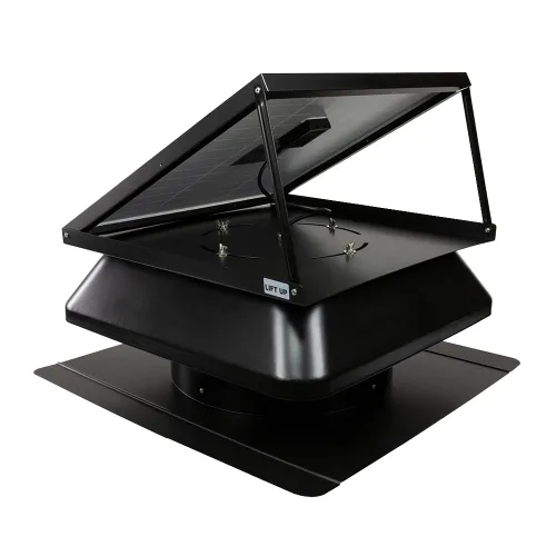 Vista 4 de QuietCool AFR SLR-40 Ventilador solar para ático de montaje en techo, panel ajustable de 40 vatios, inversor CA/CC incluido para tiempo