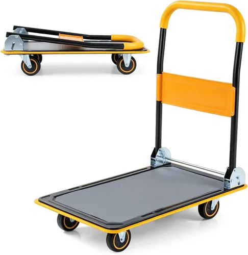 Vista 13 de Goplus Carro plegable de la plataforma 330LBS Rolling Flatbed Cart Hand Platform Truck Push Dolly para cargar