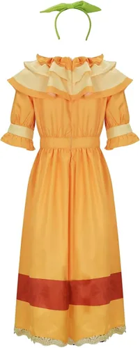 Vista 3 de GAUWEAN Dolores - Disfraz Madrigal, vestido de manga corta para mujer, falda con collar para la cabeza, trajes de Halloween para adultos