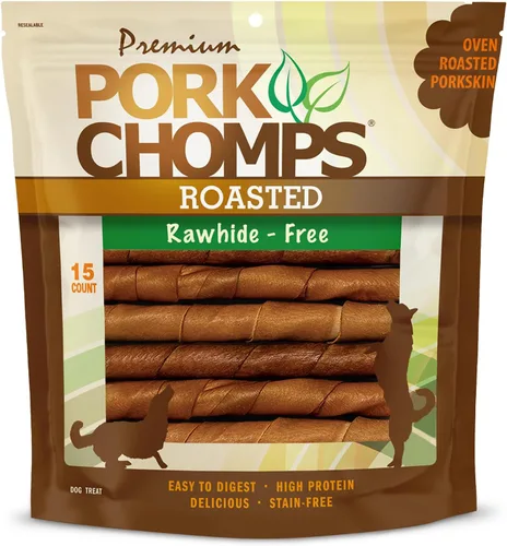 Vista 18 de Pork Chomps Masticables de piel de cerdo horneada para perros, giros de 6 pulgadas, sabores surtidos, 12 unidades Horneado con piel de cerdo real