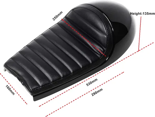 Vista 5 de 0391 Asiento de joroba para motocicleta Cafe Racer, todo en negro (acabado negro brillante, se requiere modificación del subchasis)