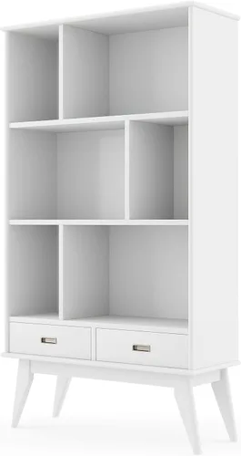 Vista 11 de SIMPLIHOME Draper - Estantería de madera maciza de 64 pulgadas de alto Rubio