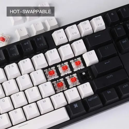 Vista 2 de Keychron Teclado mecánico C1 con cable intercambiable en caliente con interruptor rojo Gateron G Pro teclas ABS de doble disparo retroiluminación