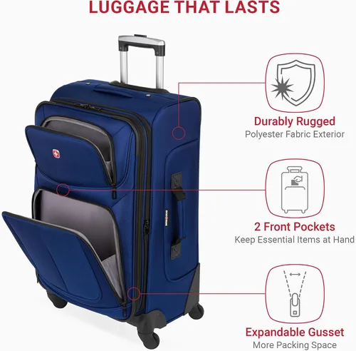 Vista 64 de SwissGear - Equipaje suave expandible Sion con ruedas, Negro