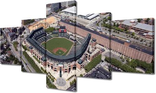 Vista 64 de Busch Stadium Baseball Home Decor St. Louis, Missouri Cityscape - Pósteres e impresiones artísticas de pared de 5 piezas de estadios de béisbol