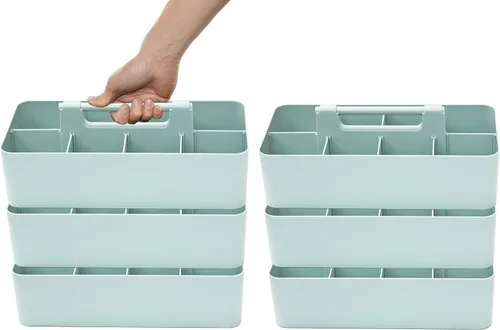 Vista 14 de Cesta grande portátil, divisores DIY, 8 compartimentos, organizador para suministros escolares, de oficina, para el hogar y negocios, cesta portátil