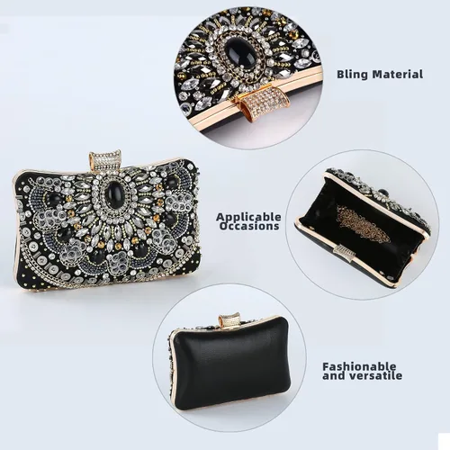 Vista 2 de BESTYROCLY Clutch Purses for Women and Rhinestone Beaded Bag Evening Handbag for Bride