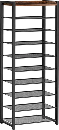 Vista 10 de HOOBRO Zapatero de 8 niveles, almacenamiento de zapatos de gran capacidad para 14 a 16 pares, estante de zapatos de metal resistente para entrada