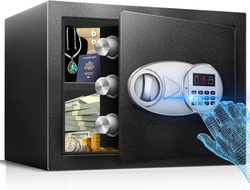 Vista 9 de TOTOY 2.0 Cu Ft Steel Fireproof Safe Lock Box For Home with Fire proof Bag Electronic Keypad, LED Sensor Light, Removable Shelf, External