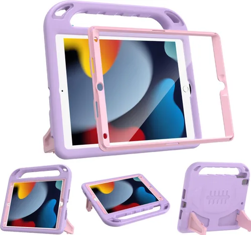 Vista 15 de BMOUO Funda para niños para iPad de 9ª/8ª/7ª generación (2021/2020/2019), con protector de pantalla integrado, soporte con mango a prueba de golpes