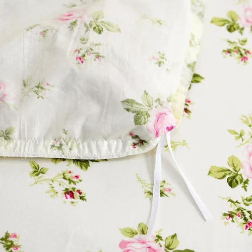 Vista 5 de FADFAY Juego de funda de edredón con estampado floral de roseta, juego de ropa de cama de encaje con volantes para niñas, 3 piezas