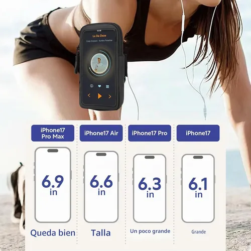 Vista 6 de Soporte para teléfono para correr, caminar y entrenar – Brazalete ajustable para iPhone y teléfonos celulares – Bolsa cruzada transparente