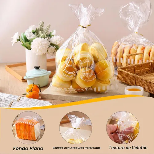 Vista 4 de Bolsas de pan de plástico reutilizables para pan casero, bolsa de panadería transparente de 11 x 14 pulgadas con cierre de lazo giratorio que reduce