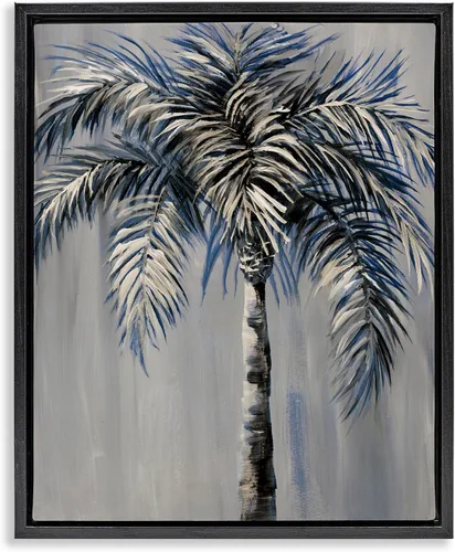 Vista 11 de Stupell Industries Pintura de palmera gris enmarcada arte giclée por Nan Enmarcado en blanco