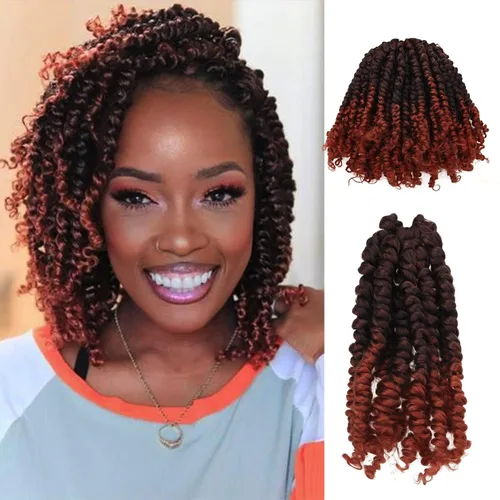 Vista 20 de Paquete de 8 paquetes de cabello de ganchillo súper corto de 6 pulgadas para mujeres negras y niños, extensiones de cabello pretrenzado suave