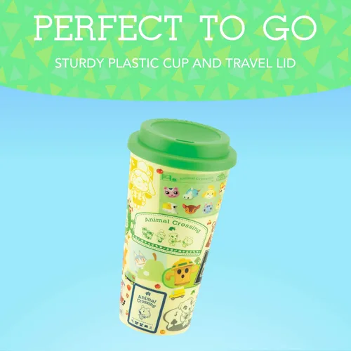 Vista 2 de Paladone PP7723NN Animal Crossing Taza de viaje con licencia oficial, Plástico, Multicolor, 350 ml
