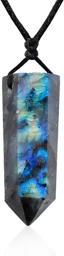 Vista 13 de Runyangshi Colgantes de cristal curativo, collar de cuarzo de cristal natural de un solo punto, 6 facetas de chakras, piedra de reiki, energía