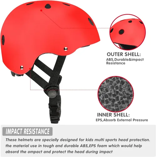 Vista 2 de Youth & Kids Rider Helmet, Bike Helmet Removable Liners Adjustable Safety Protective Skateboard Helmet for Child Roller Skates,Scooter,Inline