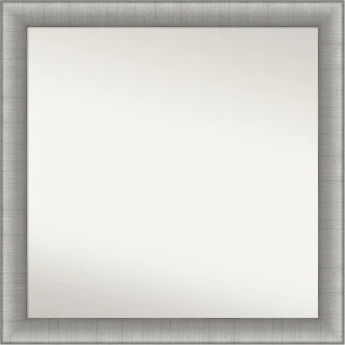 Vista 360 de Amanti Art Espejo de baño plateado para sobre el fregadero, 28 x 37 pulgadas, elegante espejo rectangular de peltre cepillado, marco de madera