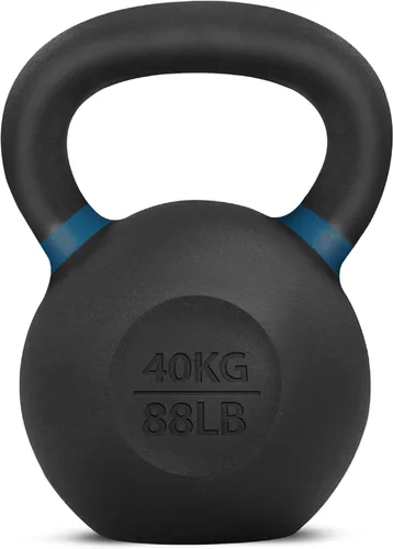 Vista 12 de Yes4All Powder Coated Kettlebell, Cast Iron Core Kettlebells with Non-Slip Handle & Flat Bottom for Conditioning, Heavy Duty for Strength Training