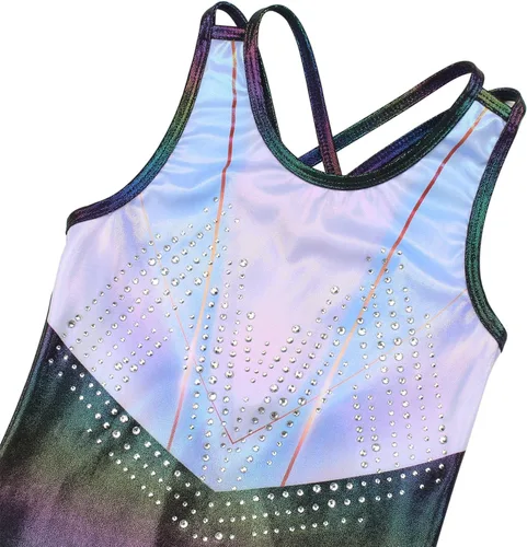 Vista 105 de MODAFANS Leotardos de gimnasia para niñas brillantes para bailar ballet, pantalones cortos con espalda cruzada