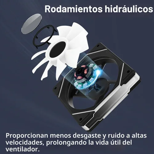 Vista 4 de Ventilador de computadora Infinity Mirror ARGB de 4.724 in, ventilador PWM negro de alto rendimiento con efecto de luz personalizable por SYNC