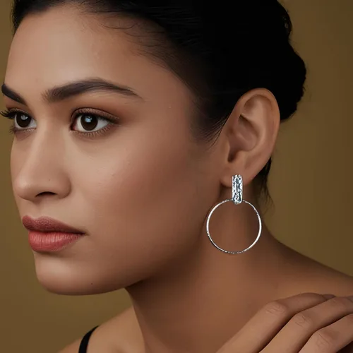 Vista 2 de LeCalla Aretes de plata de ley 925 martillados, ligeros, italianos, clásicos, hechos a mano, texturizados, martillados, colgantes para mujer