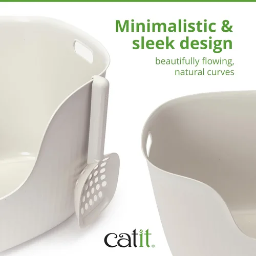 Vista 4 de Catit Caja de arena Loo, color blanco, con cuchara