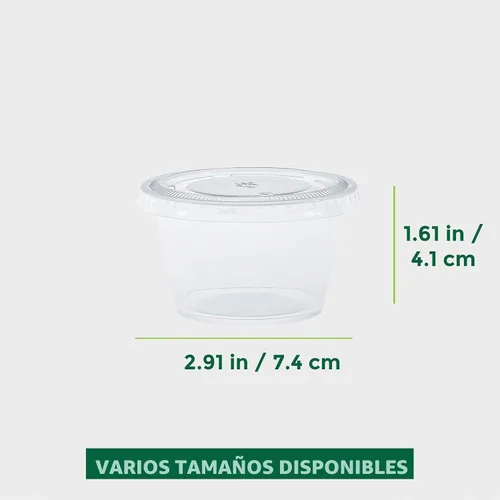 Vista 3 de Freshware Vasos de Plástico para Porciones con Tapas [4 Onzas, 100 Juegos] – Souffle, Muestreo, Salsa, Aperitivo, Aderezo, Vasos para Shots